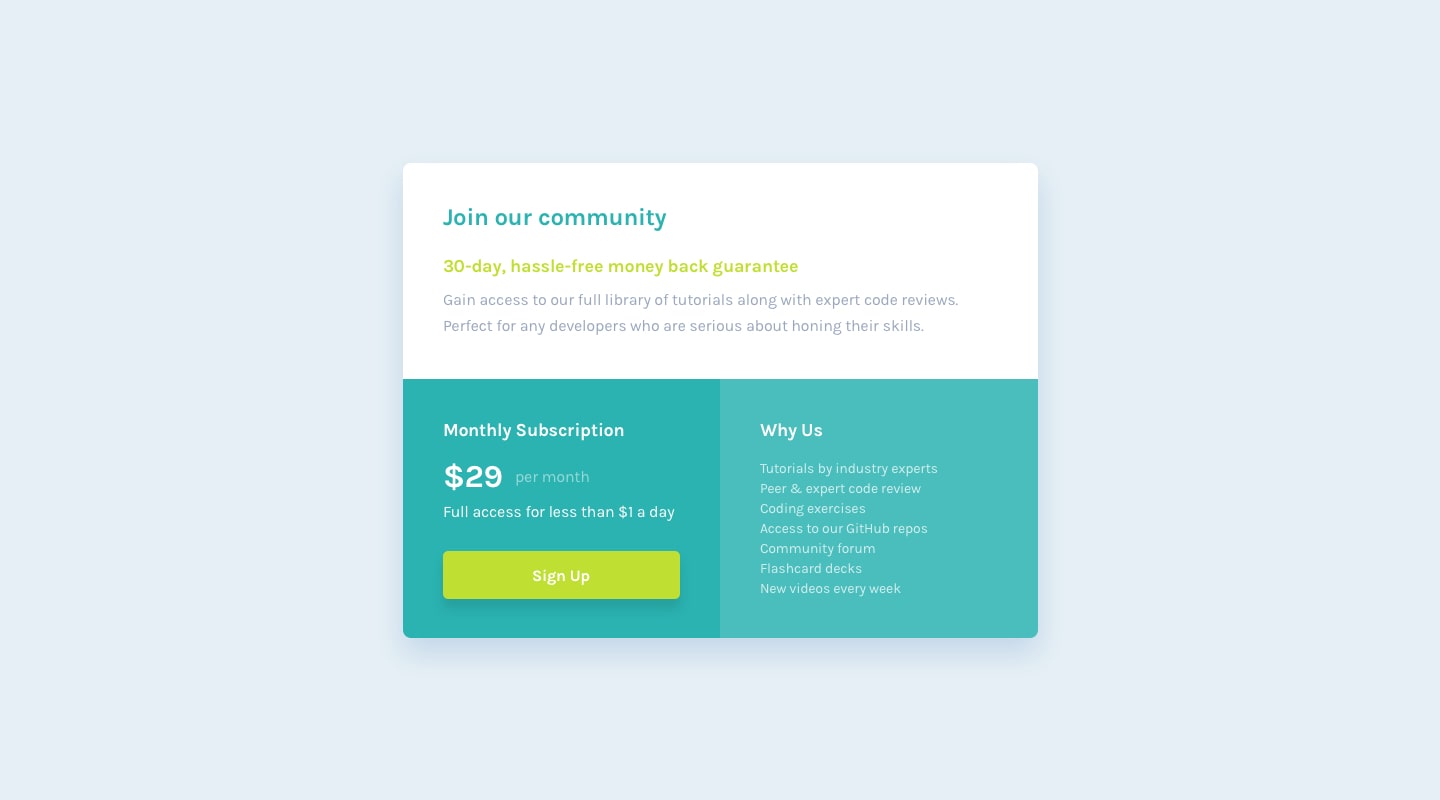Single price grid component