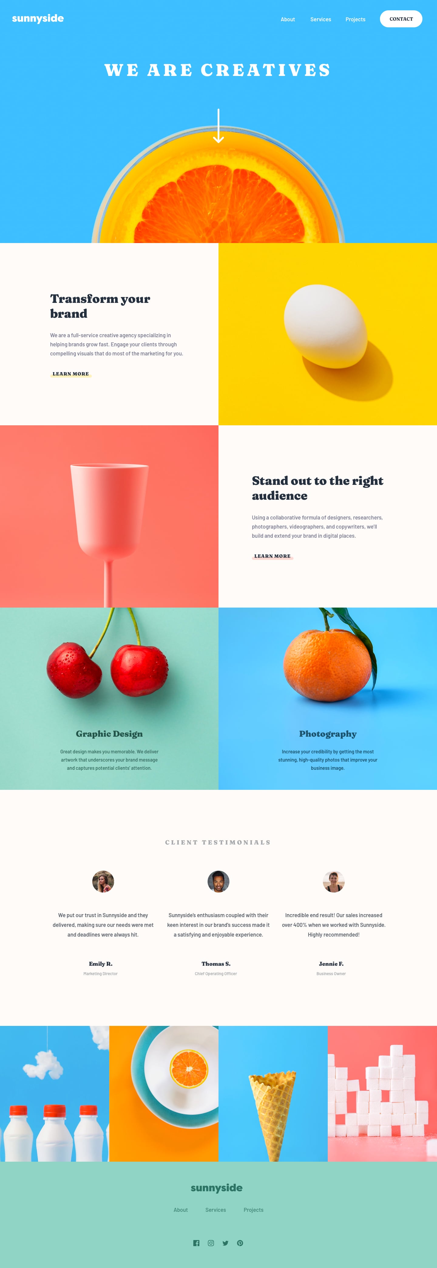 Sunnyside agency landing page