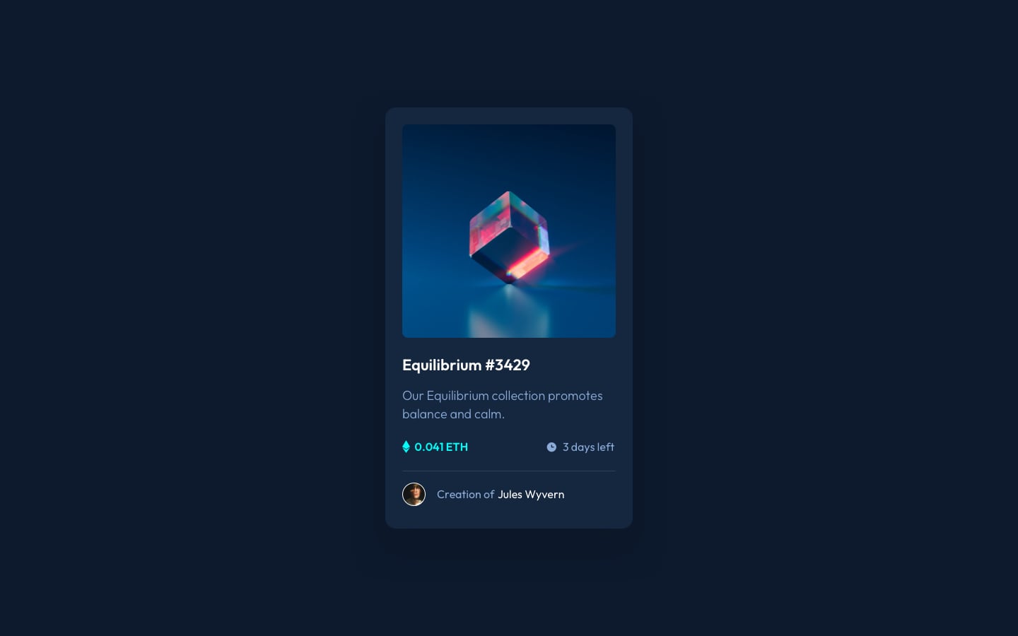 NFT preview card component