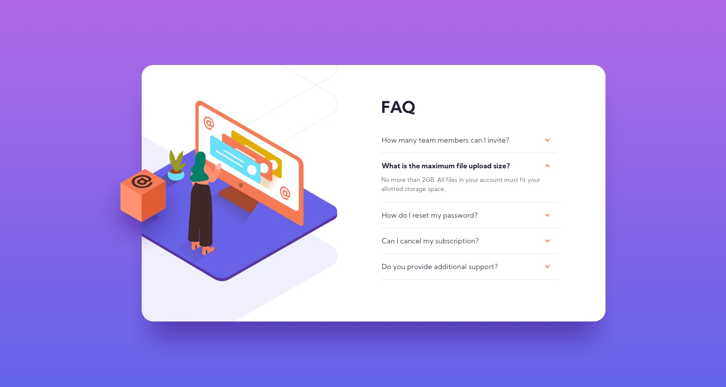 FAQ accordion card