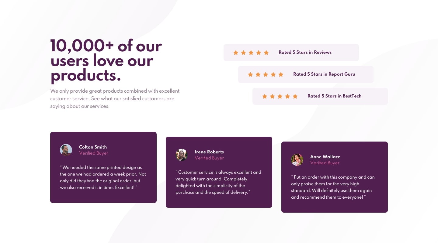 Social proof section
